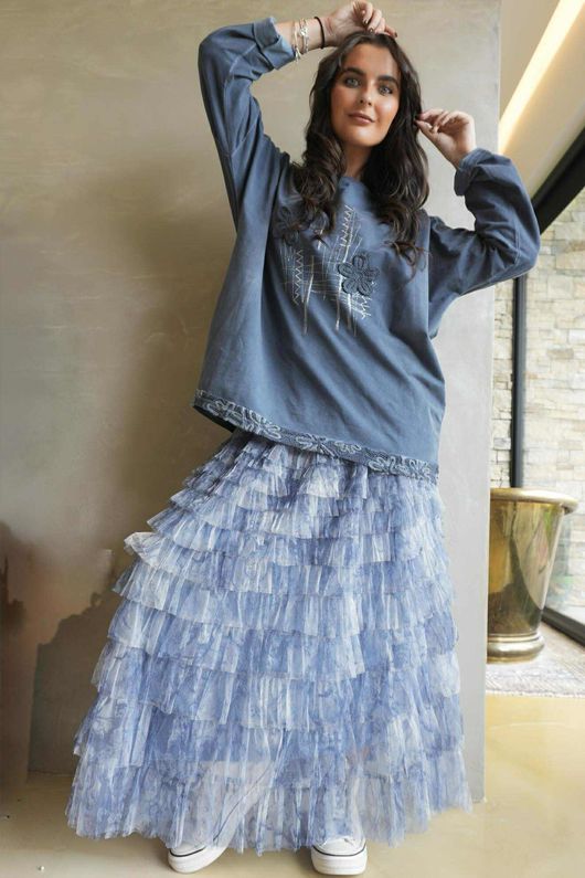 Original Hippie Sweatshirt Vintage Wash Denim /40=